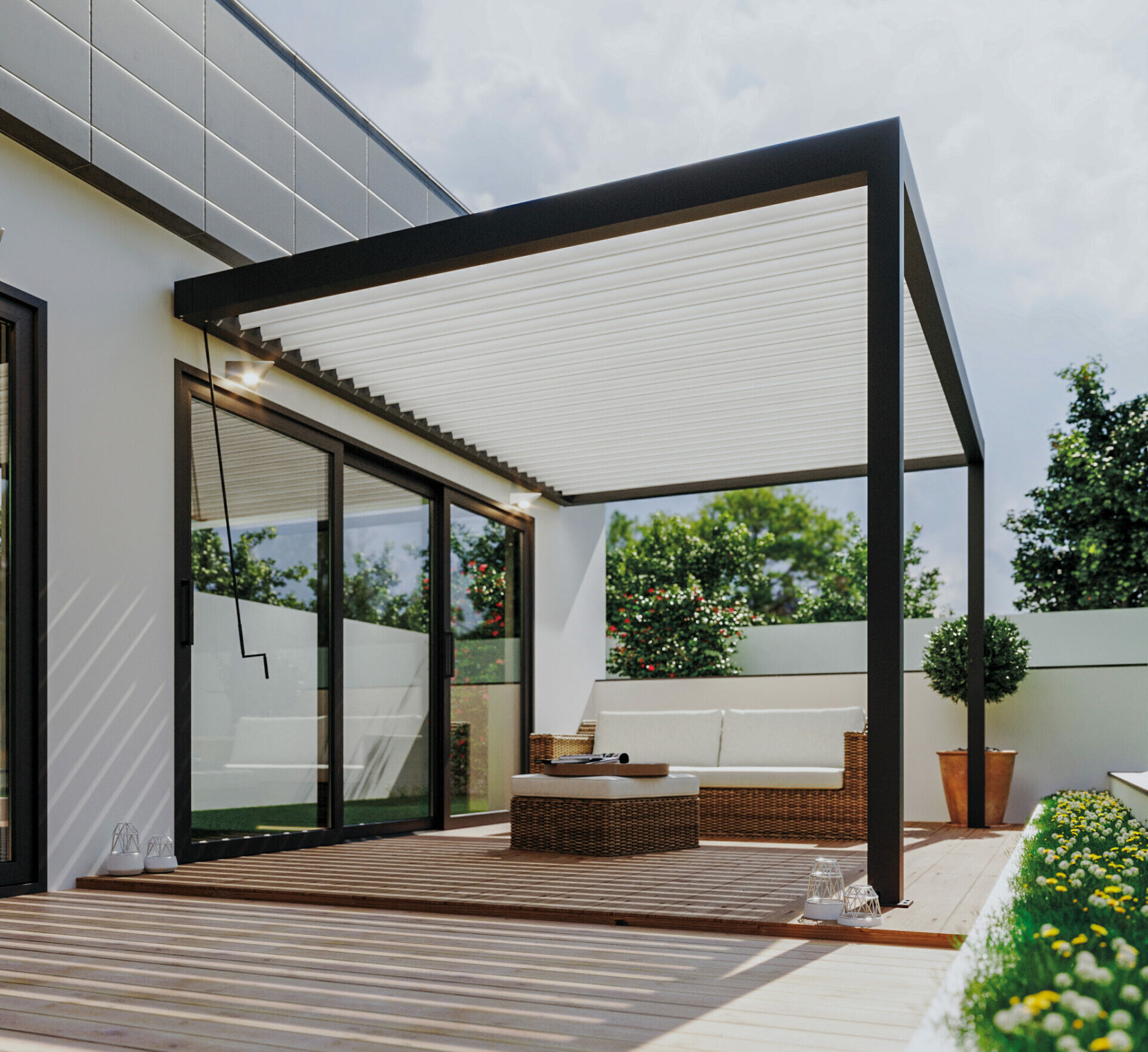 Pérgola bioclimática Bolonia adosada